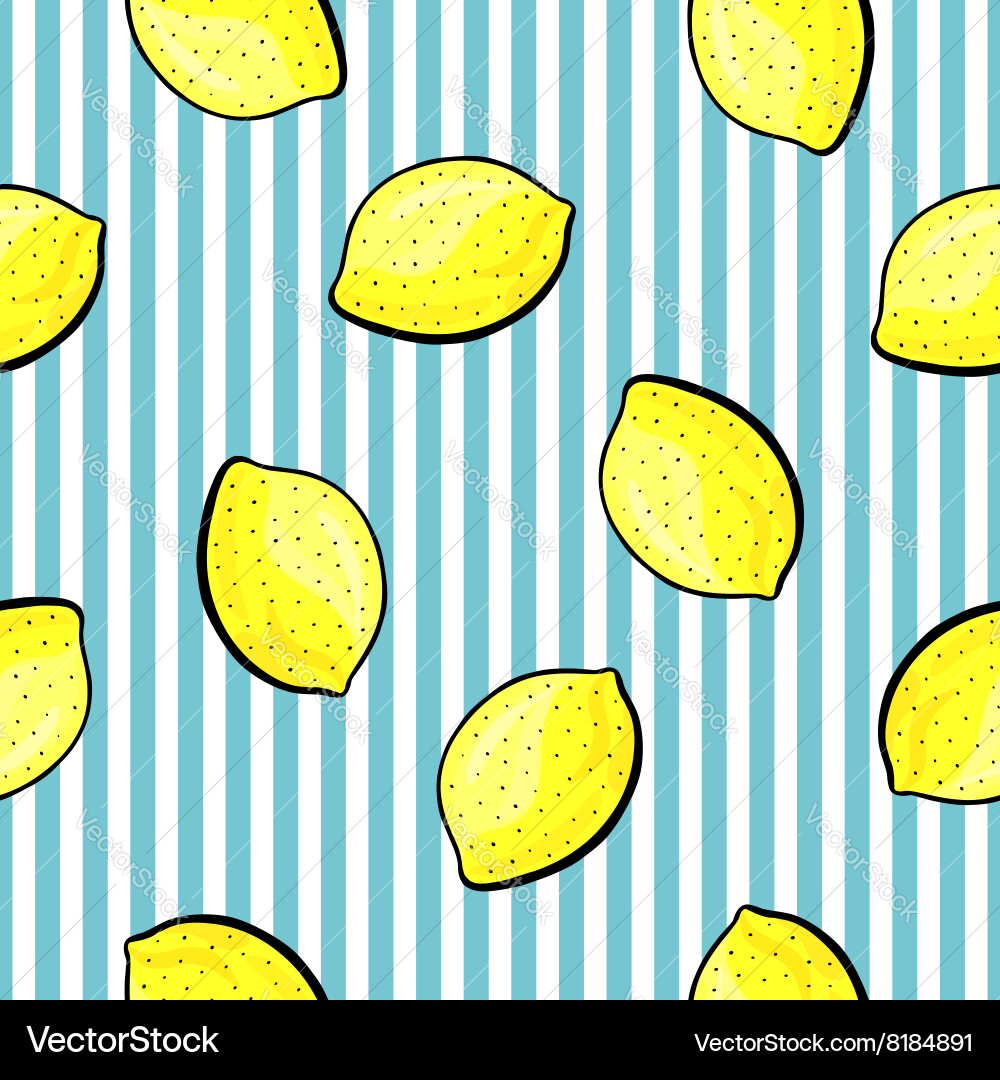 Lemon pattern on striped background Vector Image