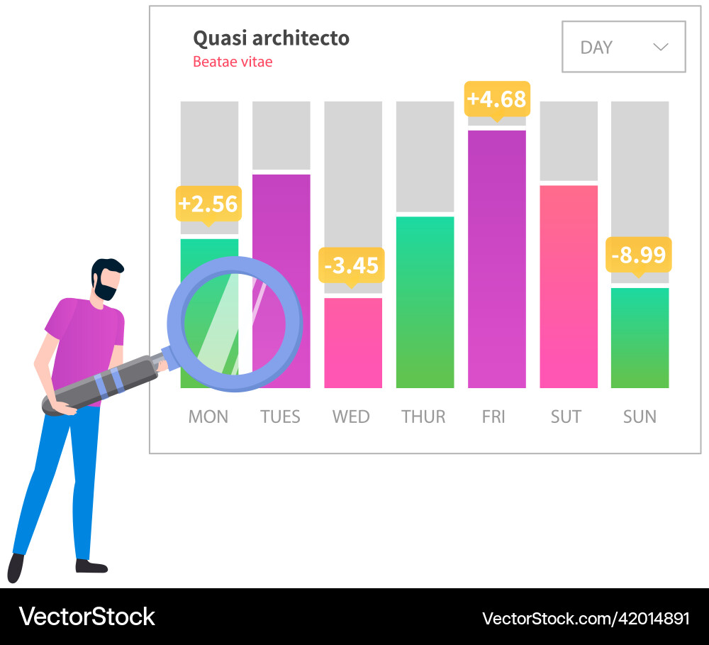 Man analysiert den digitalen Bericht mit Datenstatistisch Man analysiert den digitalen Bericht mit Datenstatistisch vektorbild