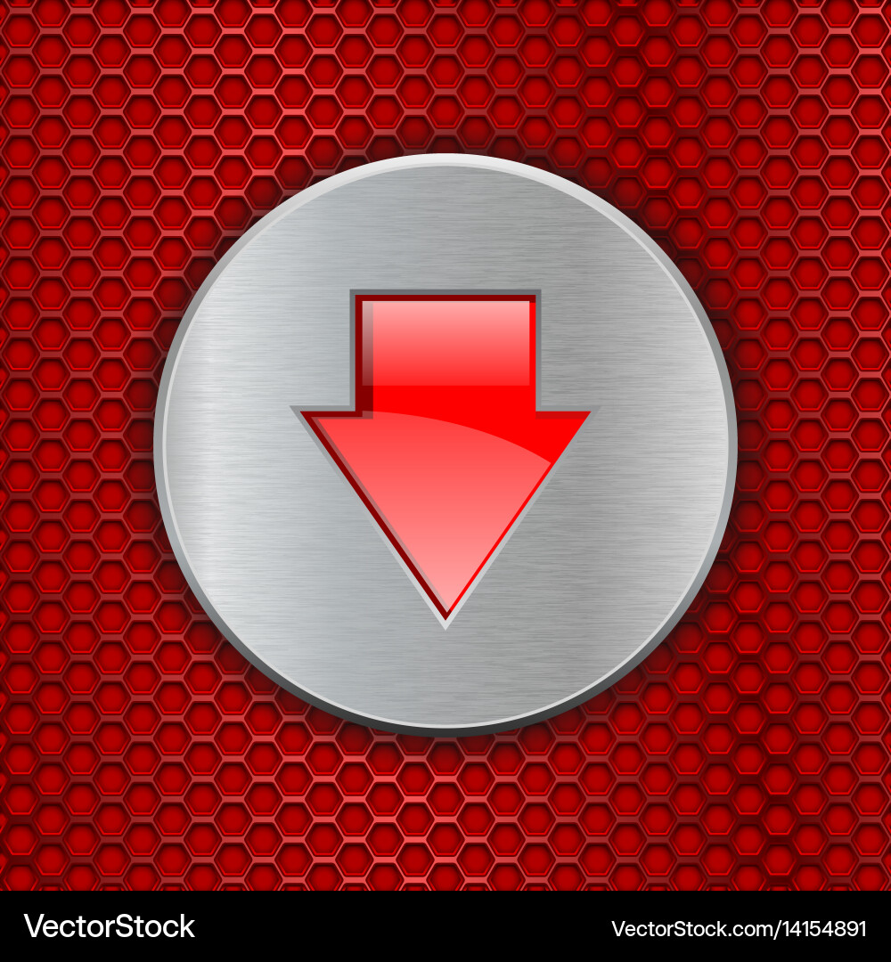 Red perforated background with down arrow button vector image