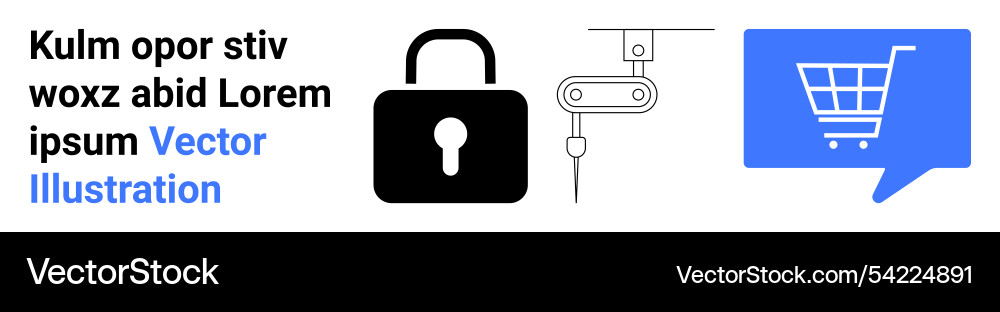 Secure e-commerce lock shopping cart and robotic Secure e-commerce lock shopping cart and robotic vector image