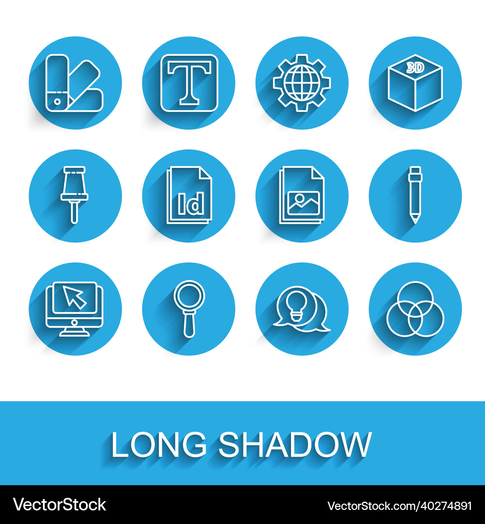 Set line computer monitor and cursor magnifying vector image