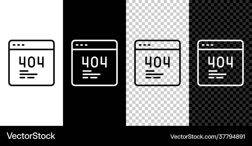 Set line page with a 404 error icon isolated vector image