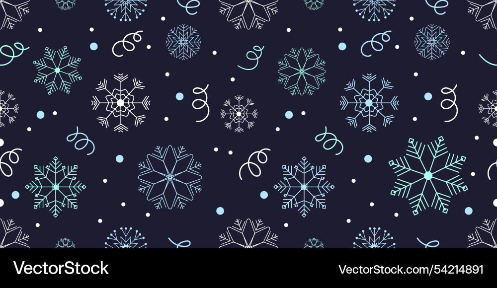 Snowflakes festive patternwinter seamless pattern Vector Image
