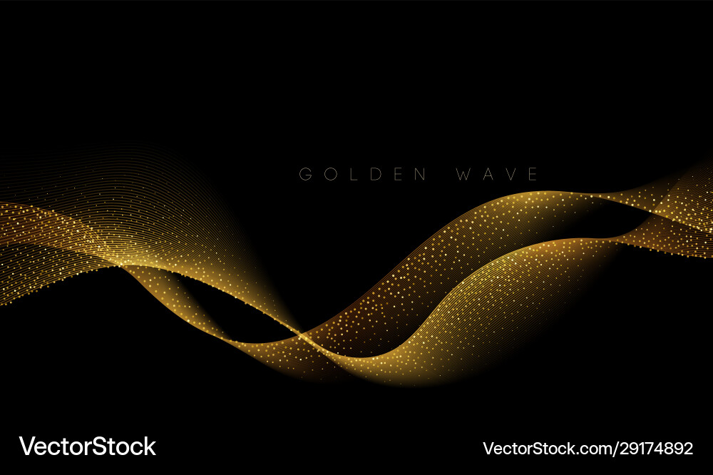 Abstract shiny color gold wave design element vector image