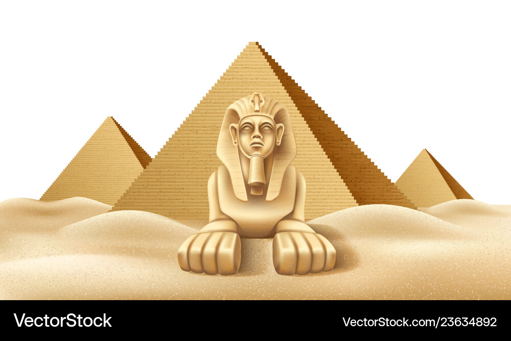 Ancient Egyptian Pyramids & Sphinx Royalty Free Vector