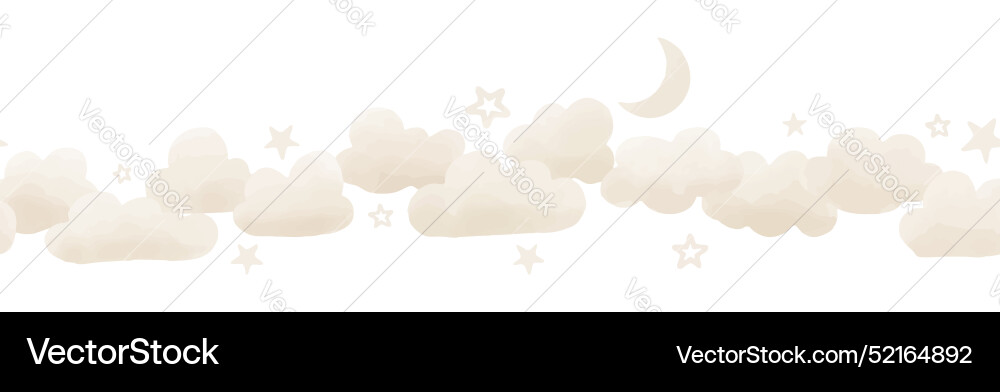 Baby border with clouds and stars in pastel beige Baby border with clouds and stars in pastel beige vector image