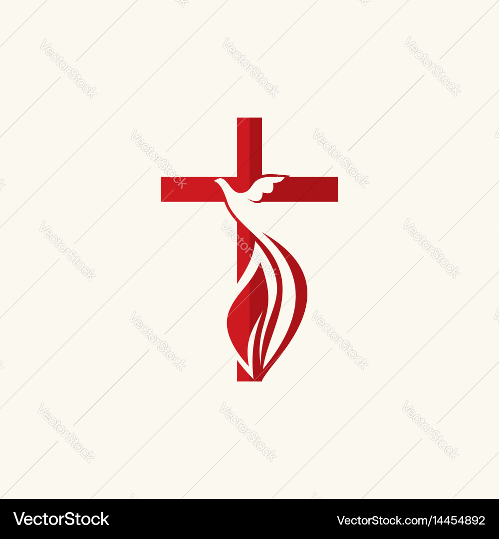 Christian Symbols - Kreuz und Taube Vektorbild