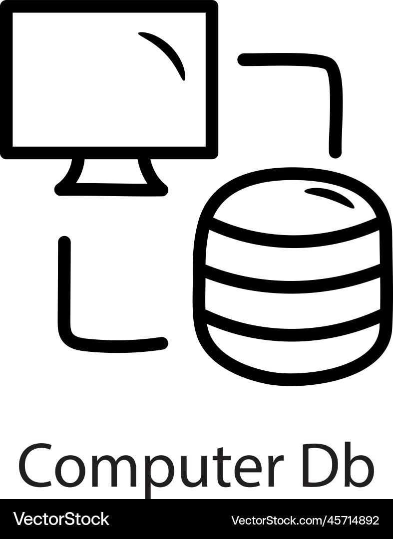 Computer db outline icon design data vector image