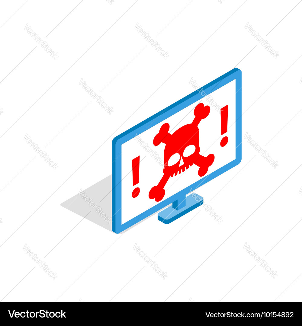 Computer monitor with a skull and bones icon vector image