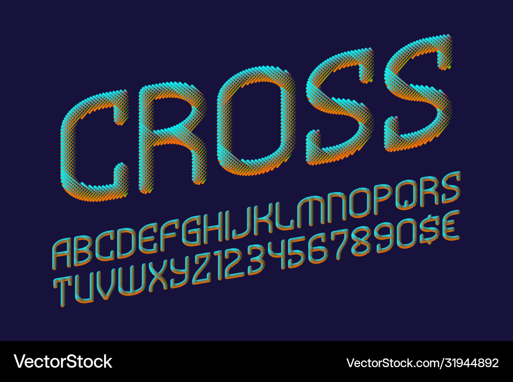 Cross letters with numbers and currency signs vector image