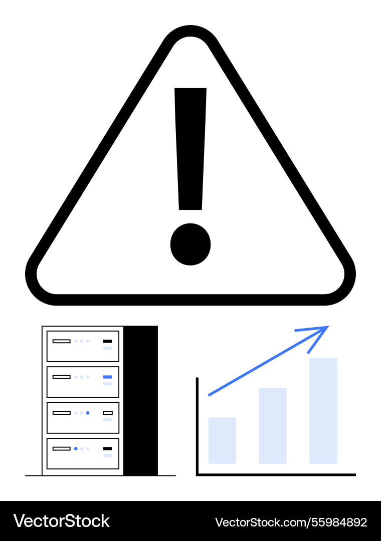 Data management alert with risk indicator server Data management alert with risk indicator server vector image