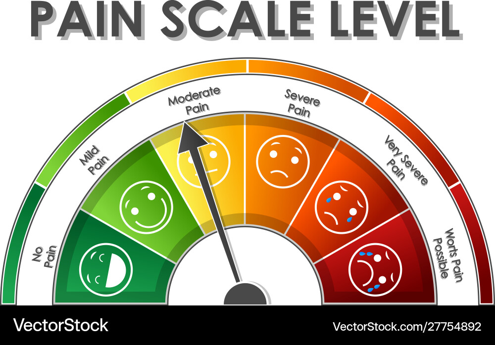 Diagram showing pain scale level with different vector image