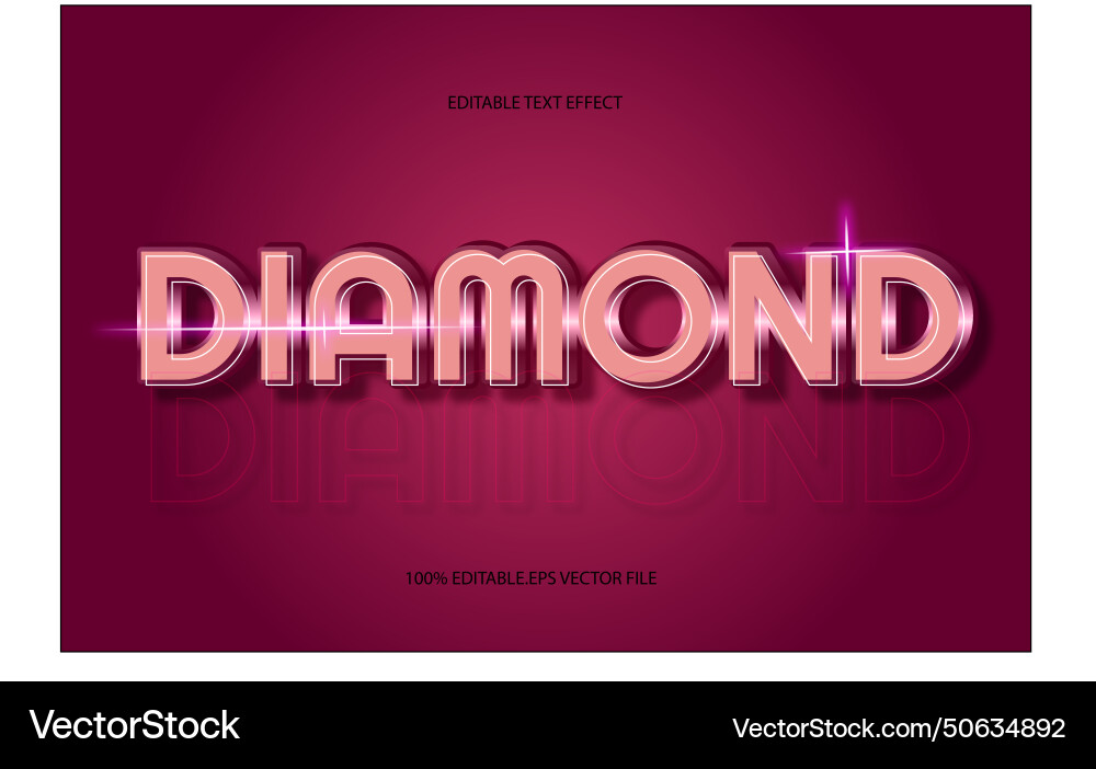 Diamond editable text effect 3d emboss gradient vector image
