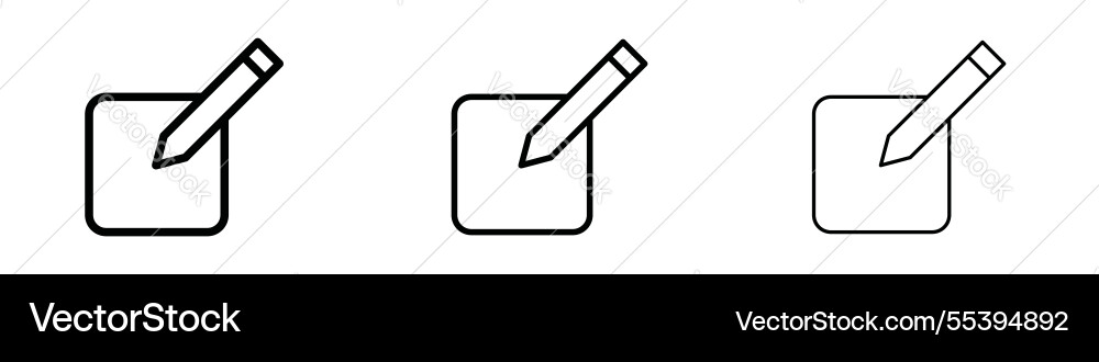 Edit icons in three different stroke lines Edit icons in three different stroke lines vector image