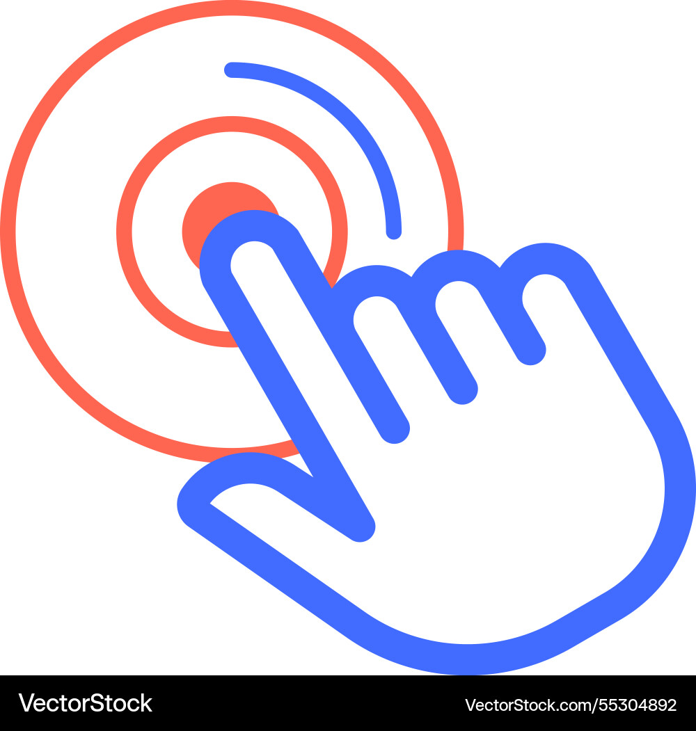Index finger pressing a digital button activating Index finger pressing a digital button activating vector image
