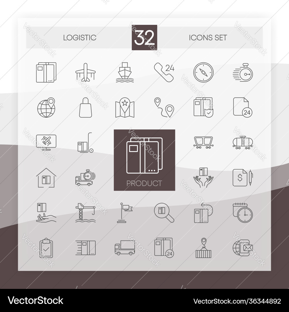 Logistic 32 icons set with flat abstract design Vector Image