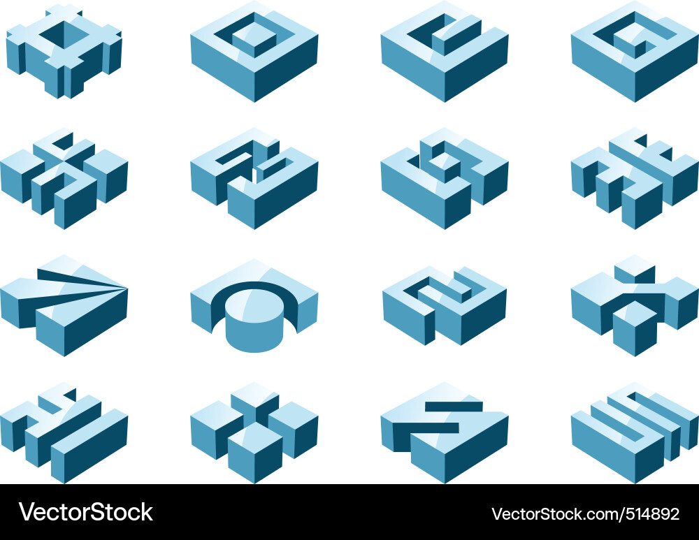 Modern 3D Geometric Icons vector image
