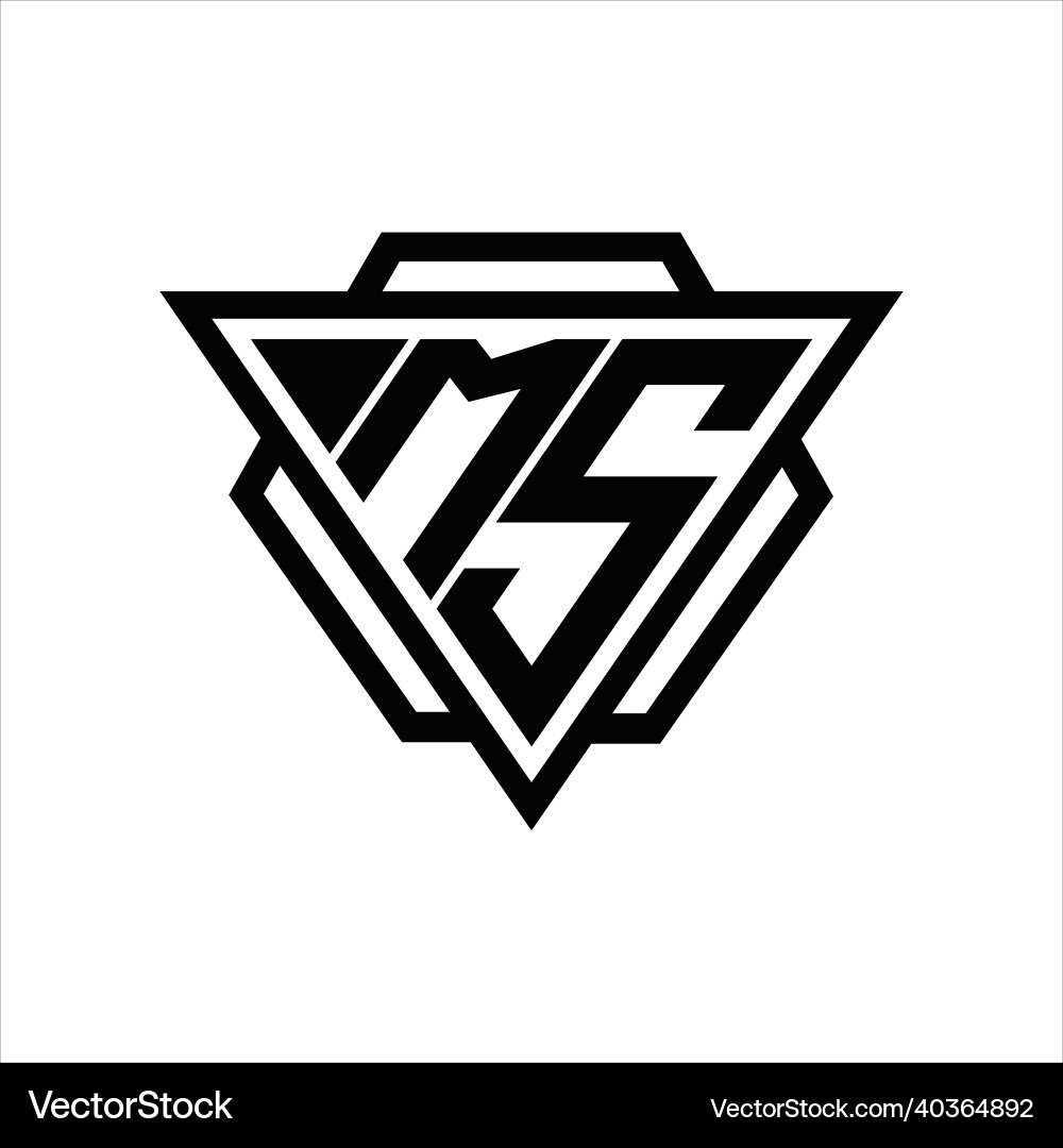 Ms logo monogram with triangle and hexagon Vector Image