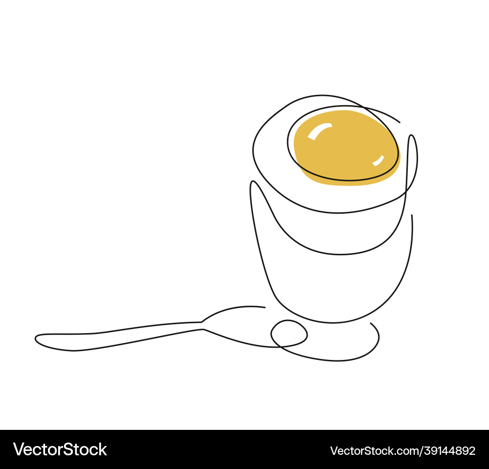 One line egg continuous breakfast soft Vector Image