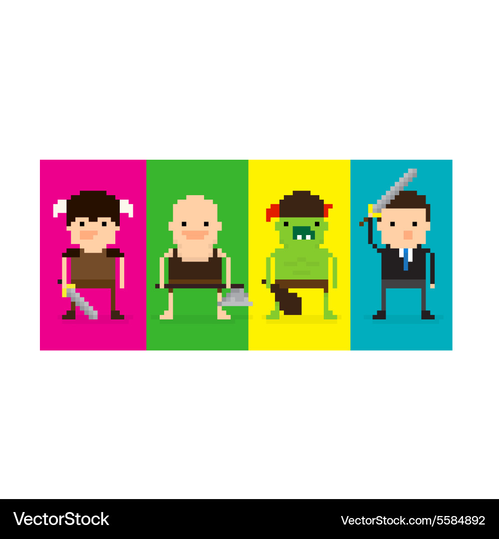Pixel game characters vector image