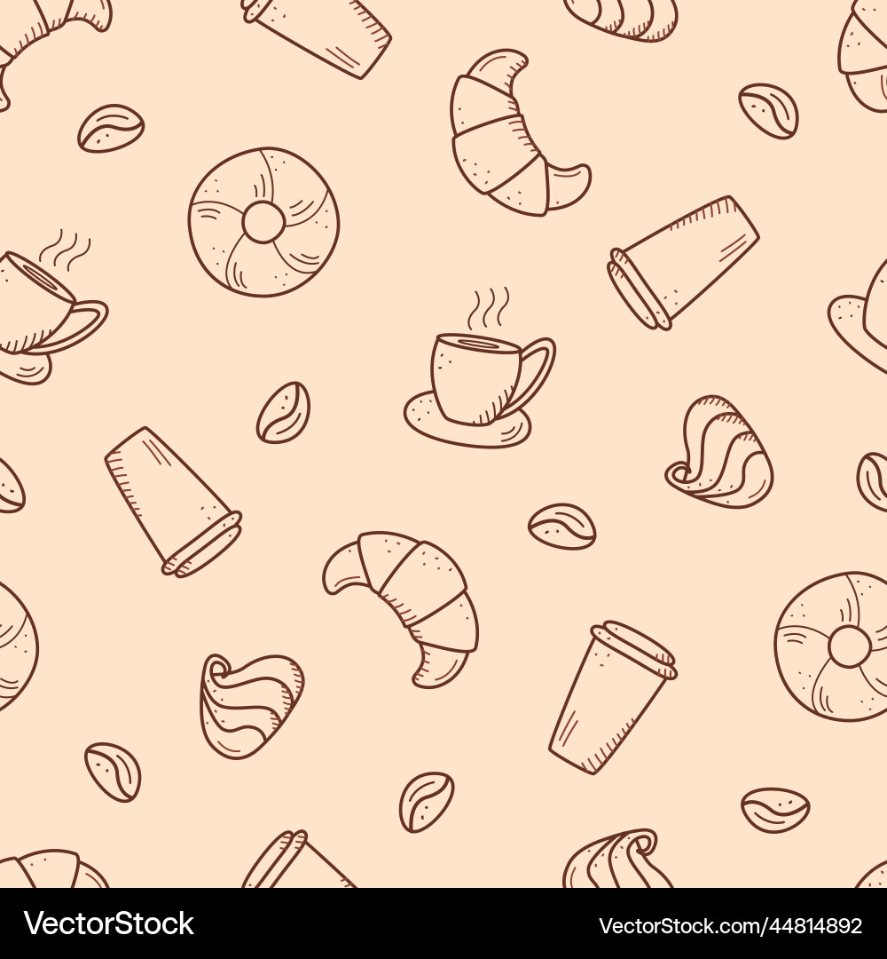 Seamless pattern with elements of coffee Vector Image