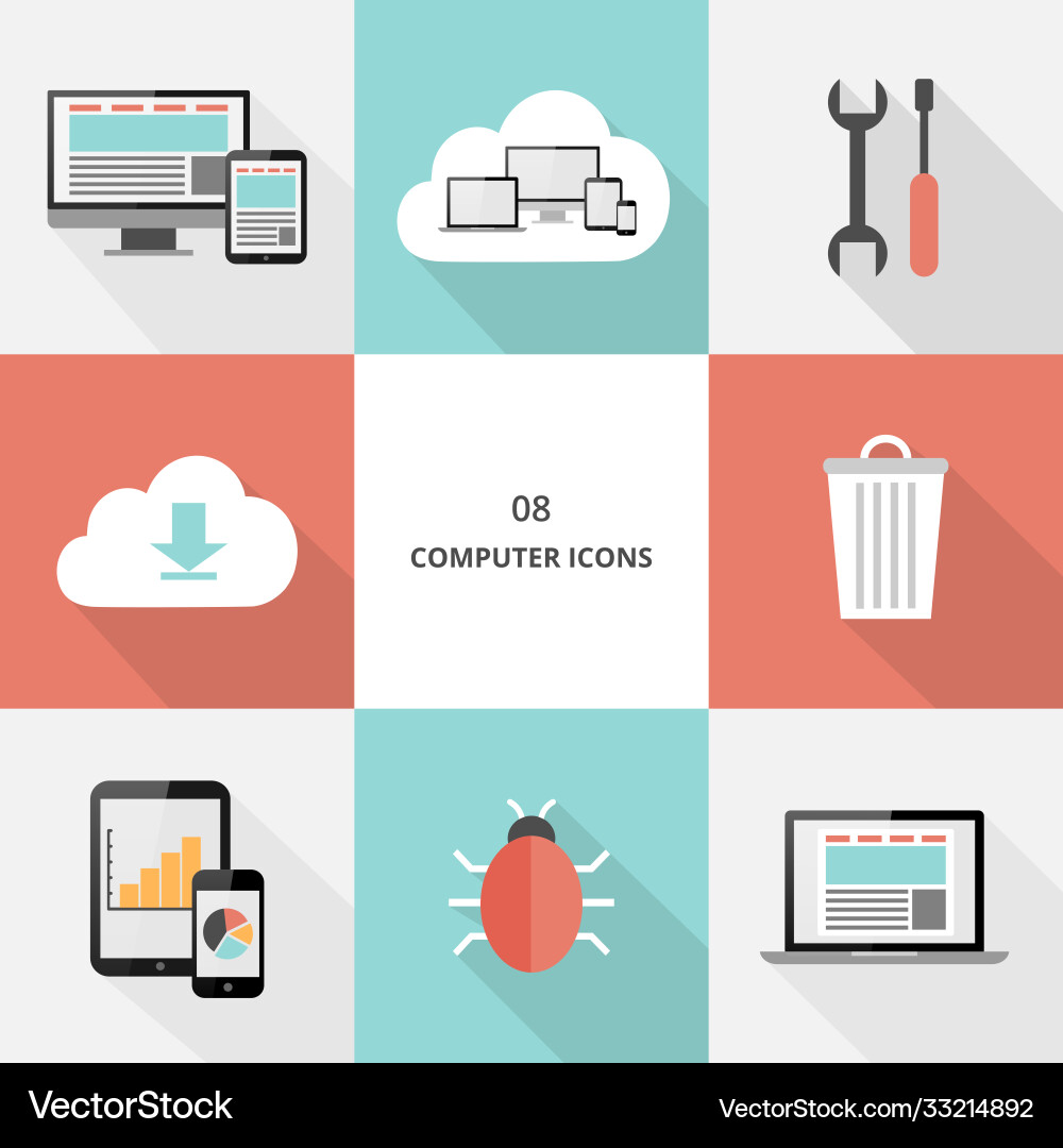 Set 08 - flat design computer icons Set 08 - flat design computer icons Vector Image