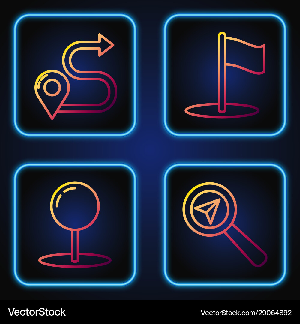 Set line search location push pin route vector image