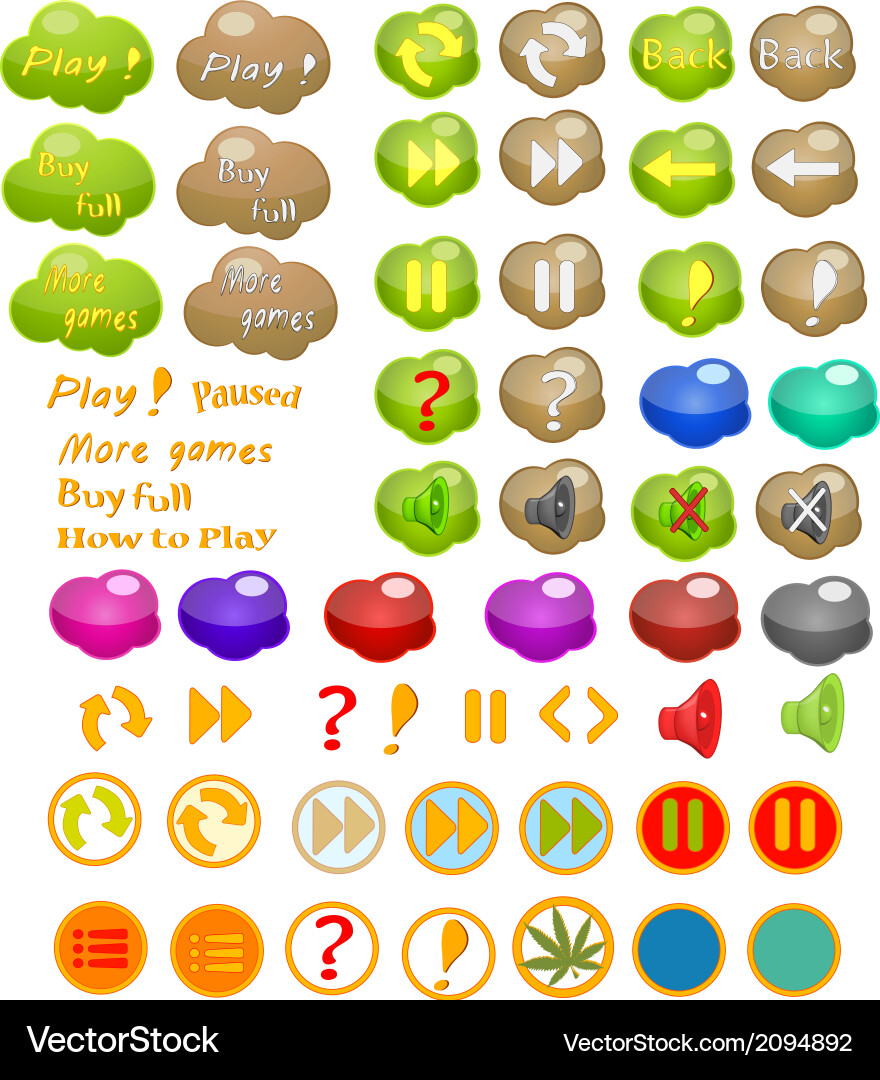 Set of icons for a computer game vector image