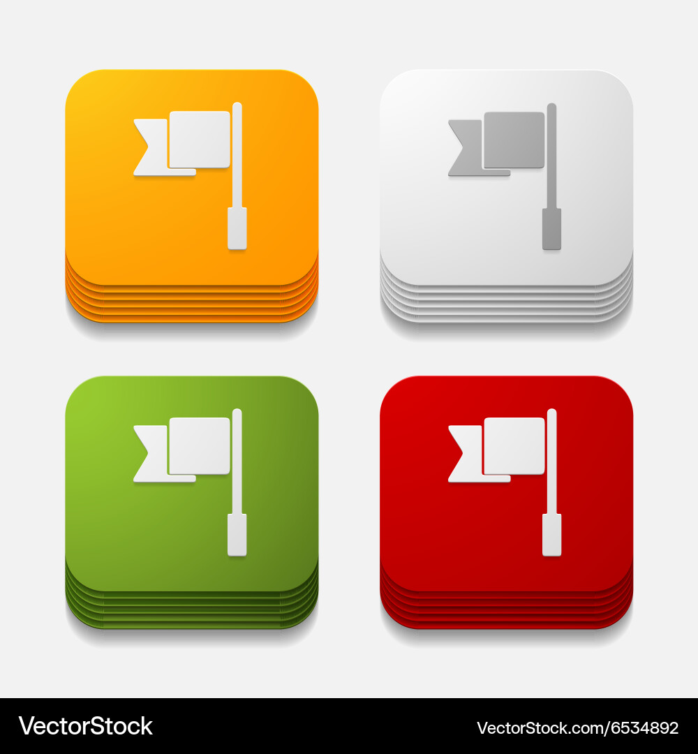 Square button flag vector image