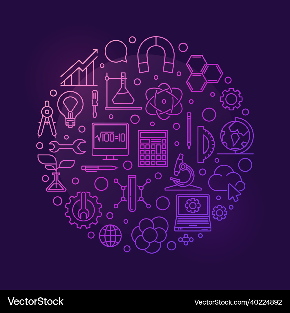 Stem four fields circle shaped colored outline Vector Image