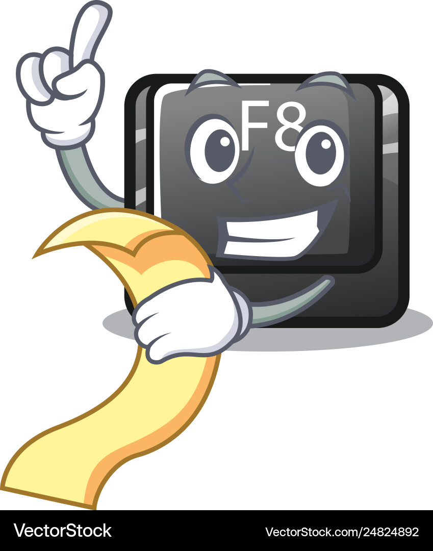 With menu f8 button installed on computer mascot vector image