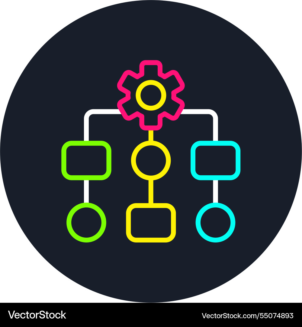Algorithm line multi color icon vector image