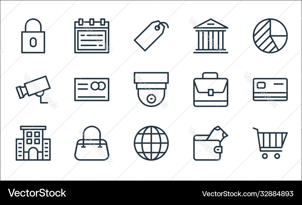 Banking and finance line icons linear set quality Banking and finance line icons linear set quality vector image