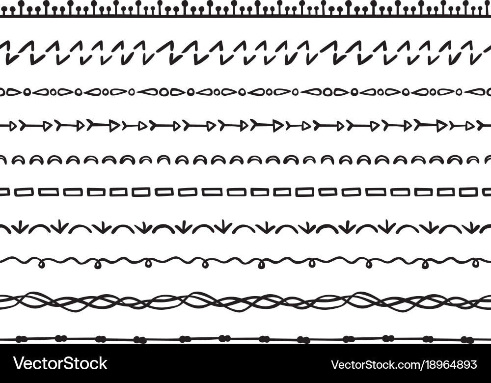 Black Line Borders - Seamless Patterns vector image