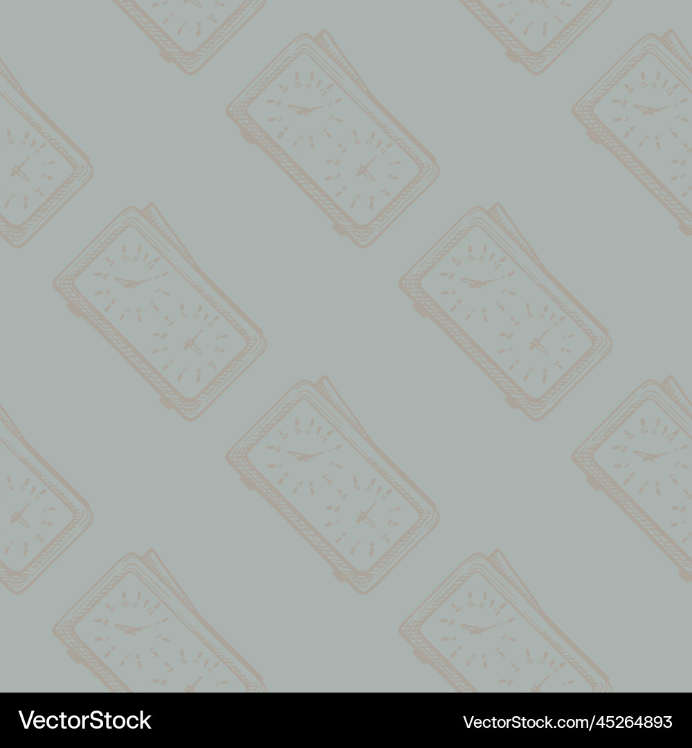 Chess clock engraved seamless pattern retro watch Vector Image