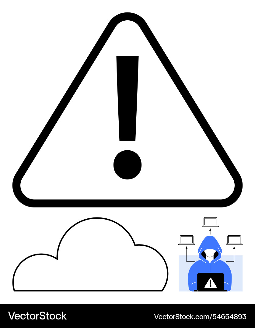 Cybersecurity warning with exclamation symbol Vector Image