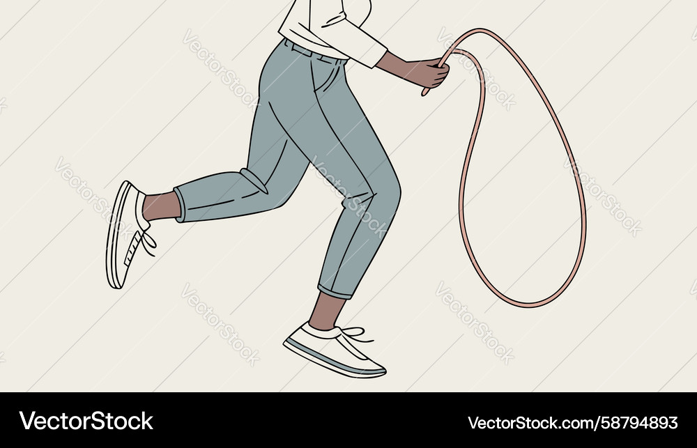Dynamic figure running with a trailing rope Vector Image