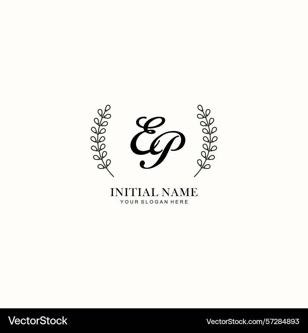 Ep initial logo templates with botanical elements Ep initial logo templates with botanical elements vector image