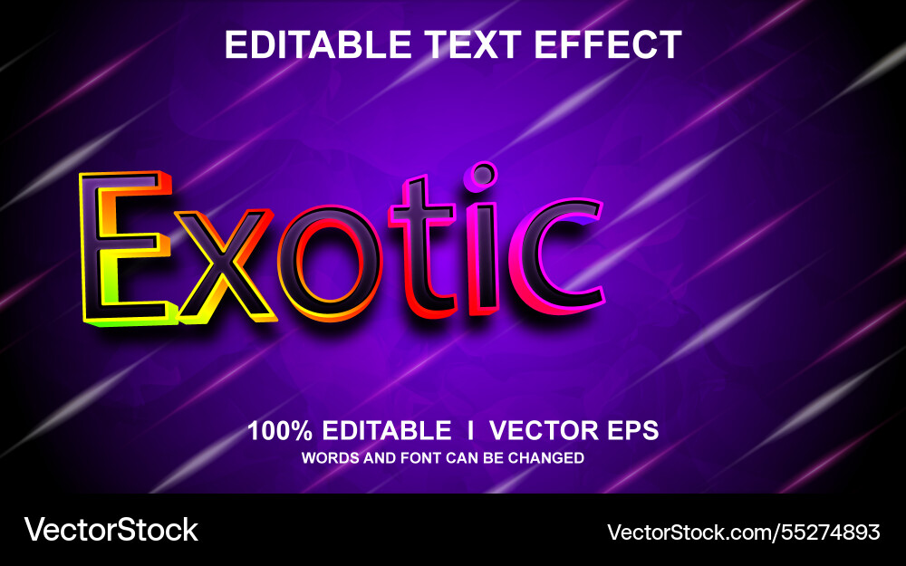 Exotic 3d text effect with modern style design Exotic 3d text effect with modern style design Vector Image
