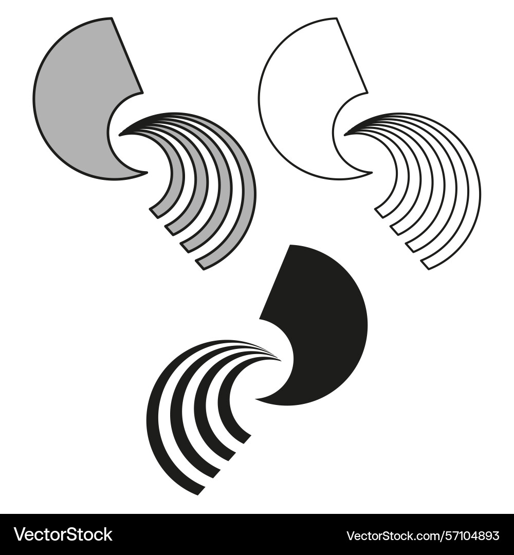 Fan blade icon curved segment shape abstract Fan blade icon curved segment shape abstract vector image