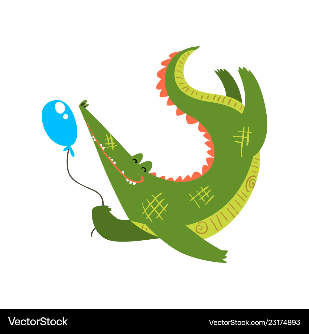 Funny Crocodile with Balloon Vector Image