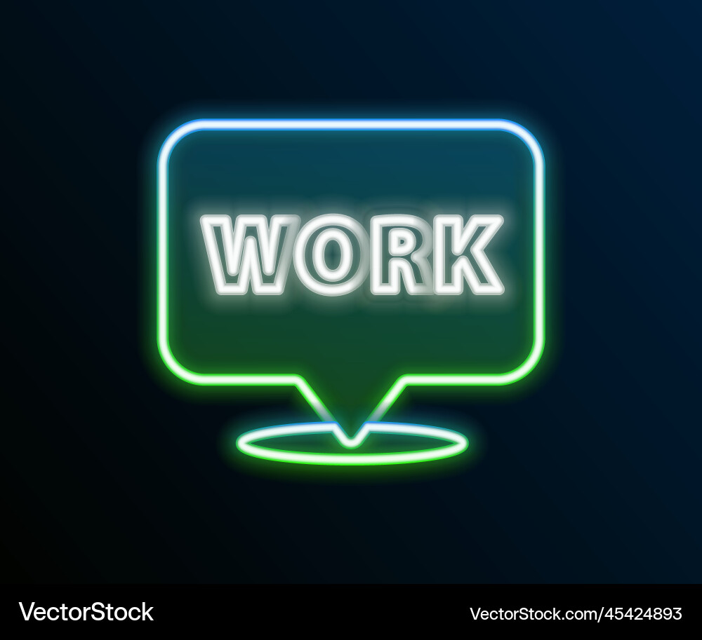 Glowing neon line location with text work icon Glowing neon line location with text work icon vector image