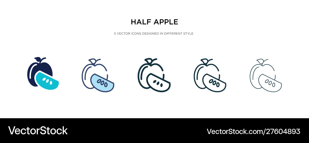 Half apple icon in different style two colored vector image