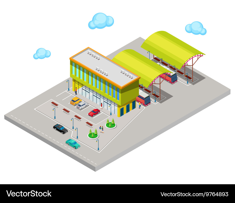 Isometric Bus Terminal vector image