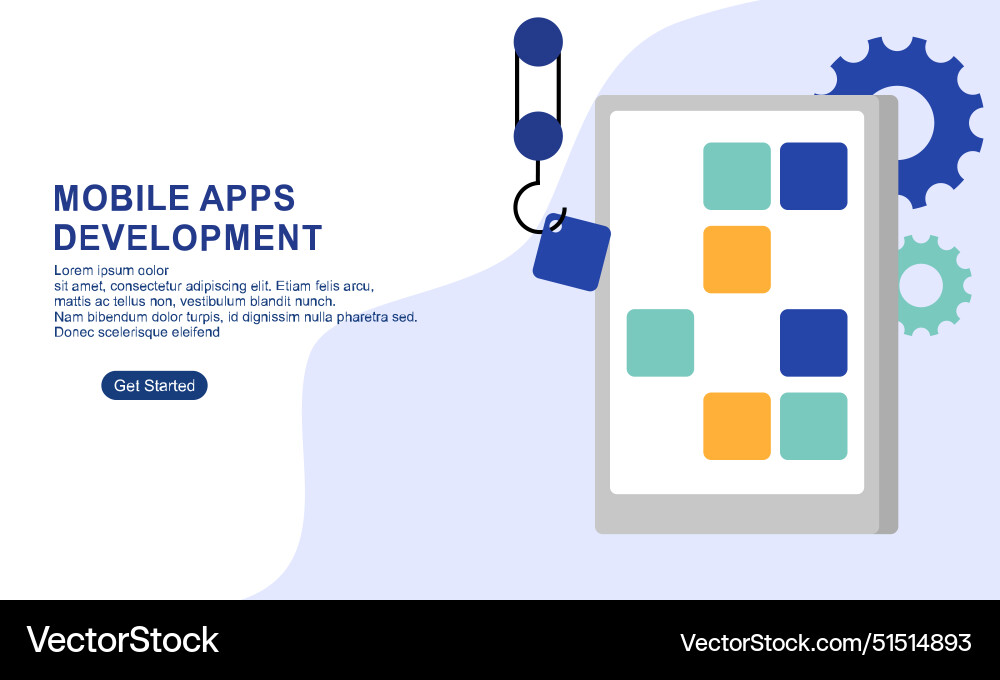Landing page template for mobile app development Vector Image