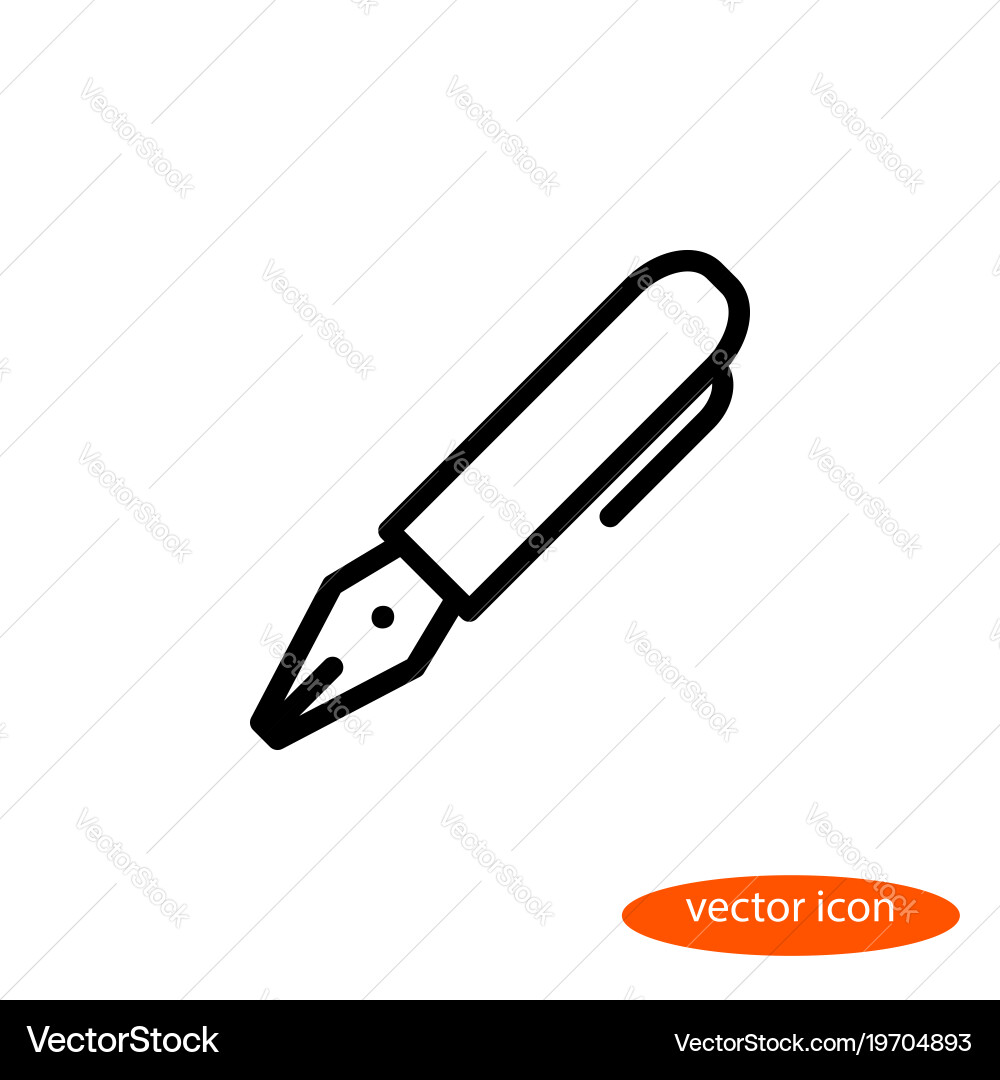 Linear image of fountain pen with latch vector image