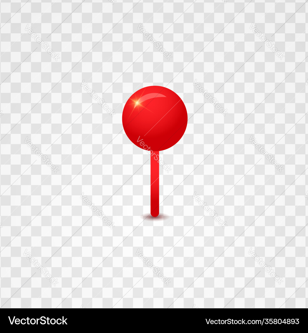 Red push pin isolated on transparent background Vector Image