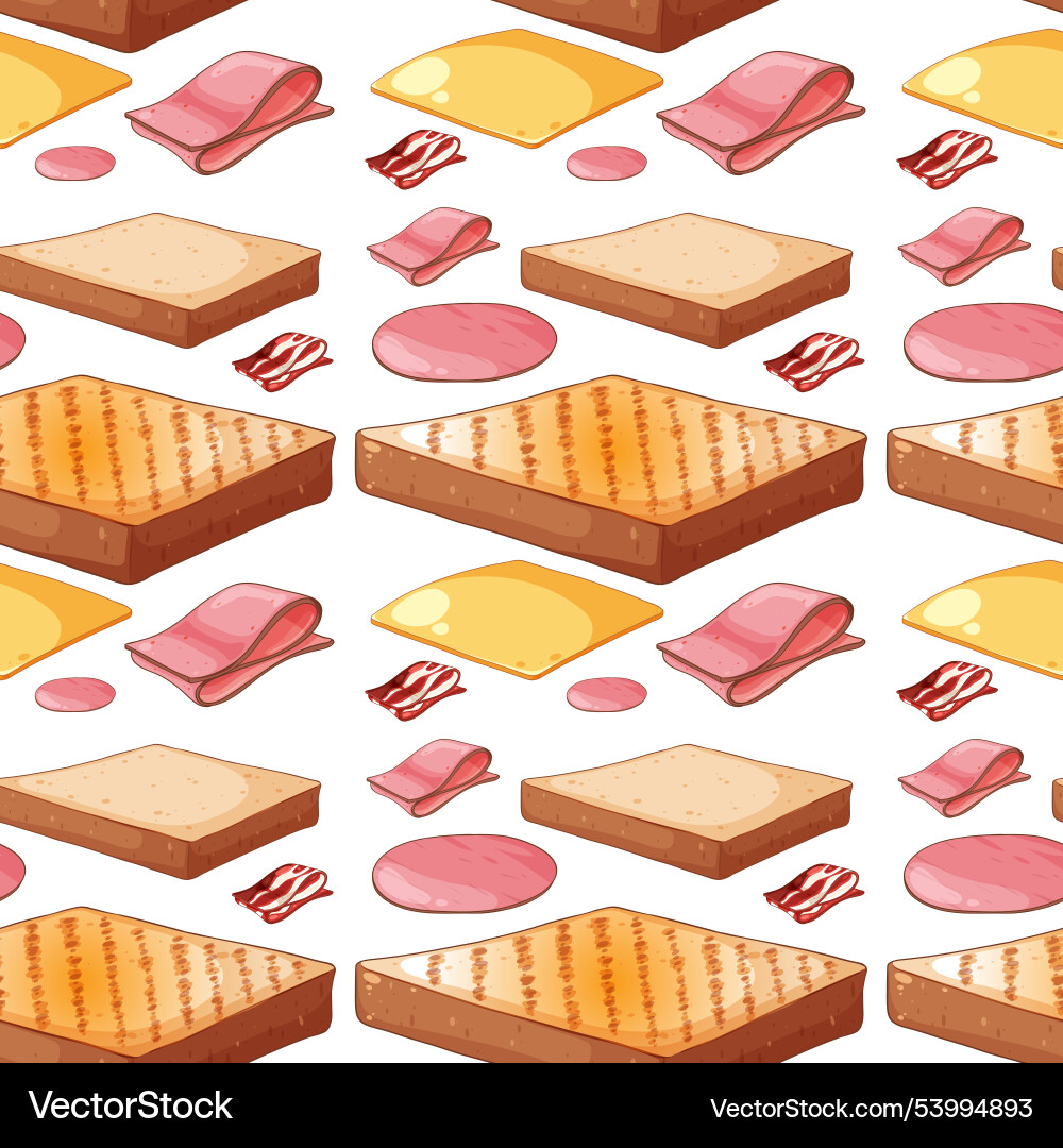 Sandwich ingredients in a repeating pattern Sandwich ingredients in a repeating pattern Vector Image