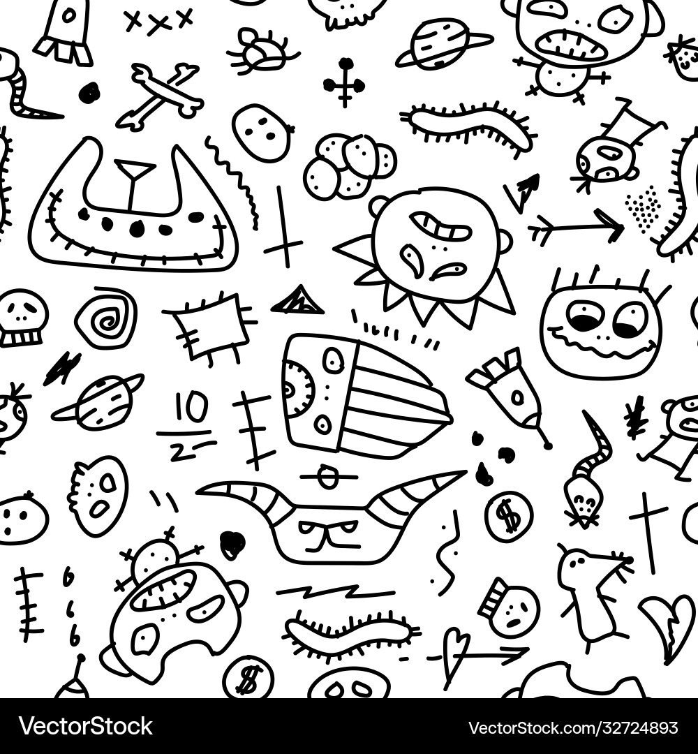 Seamless doodle pattern hand drawn cartoon Seamless doodle pattern hand drawn cartoon vector image