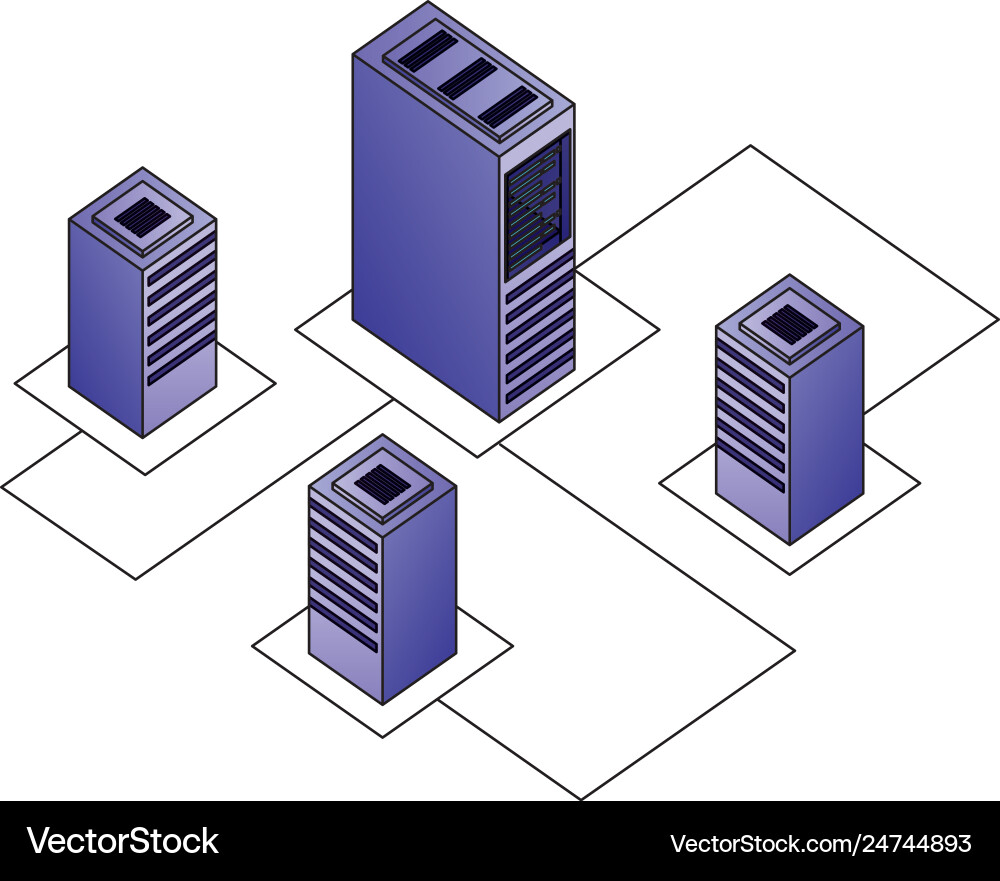 Server datacenter network data connection process Server datacenter network data connection process vector image